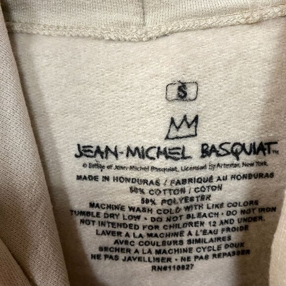 Jean Michel Basquiat Crown King Design Biege Hoodie size Small - Picture 4 of 4